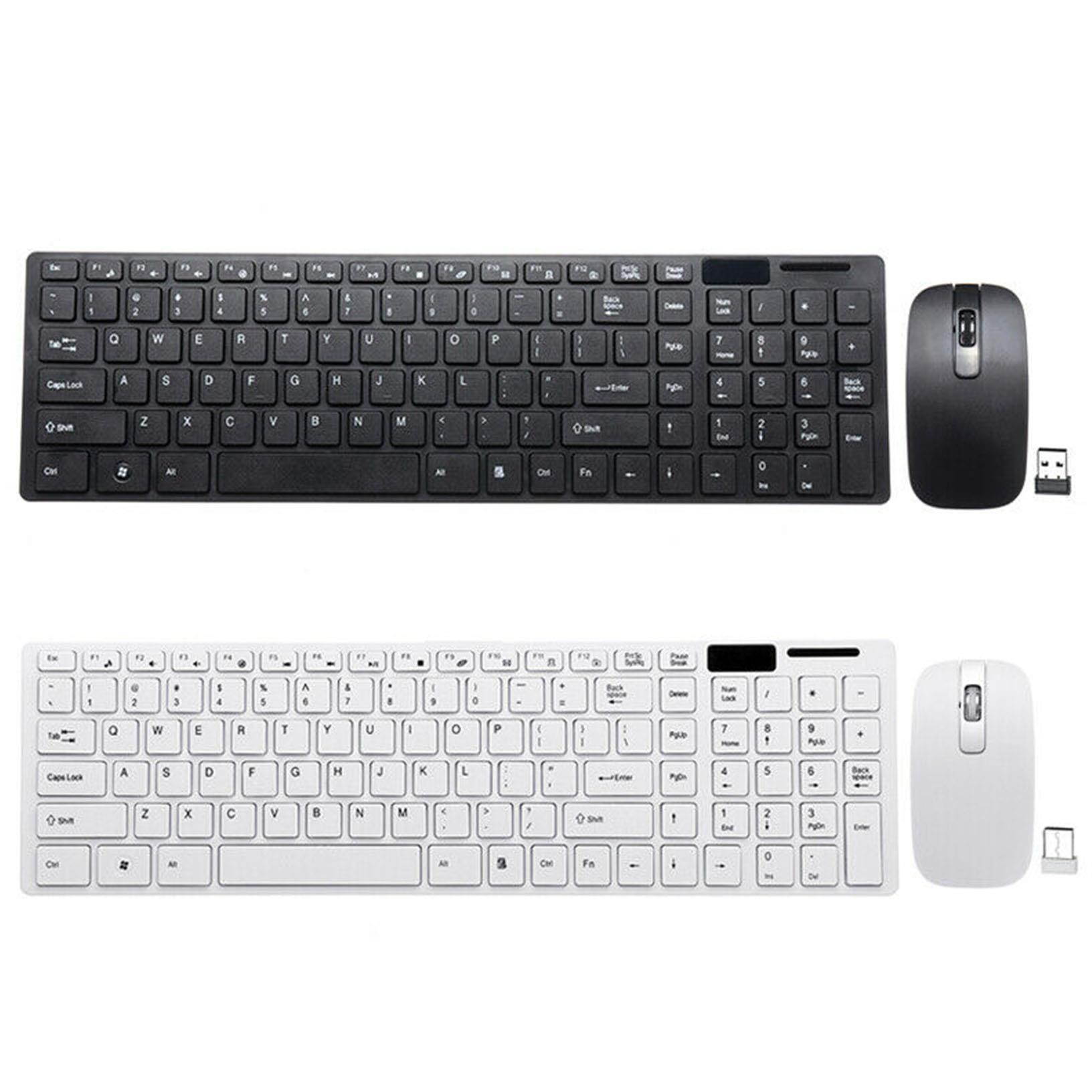 Slim 2.4GHz Wireless Keyboard and Mouse Set Full-Size USB PC Laptop Computer
