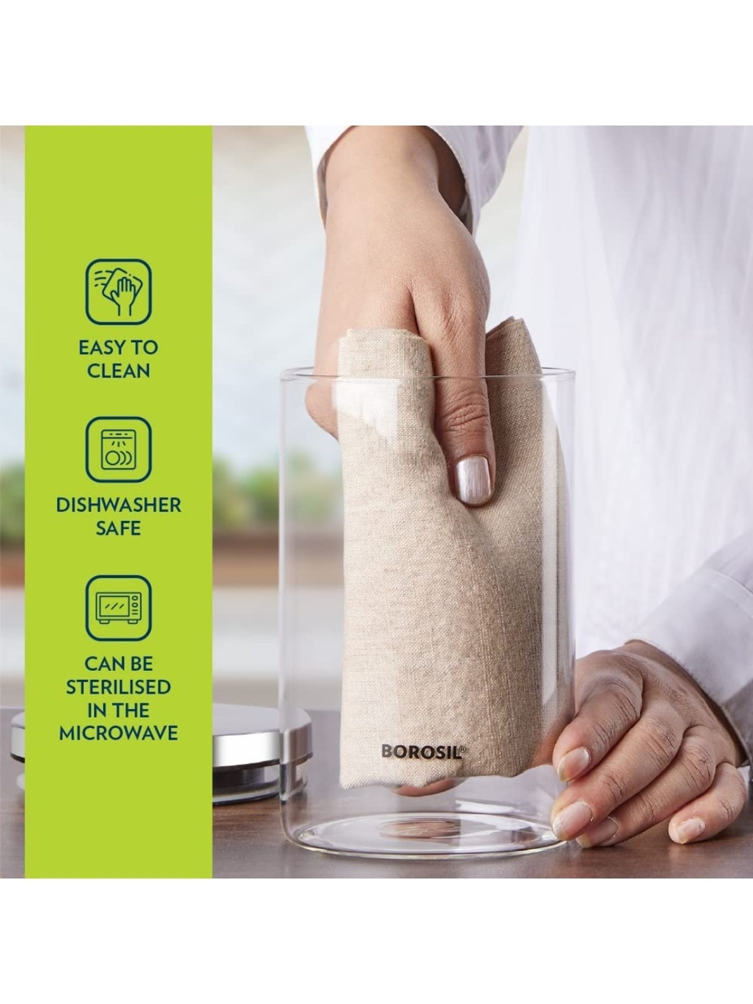 Borosil Transparent Glass Jar & Container (900ml)