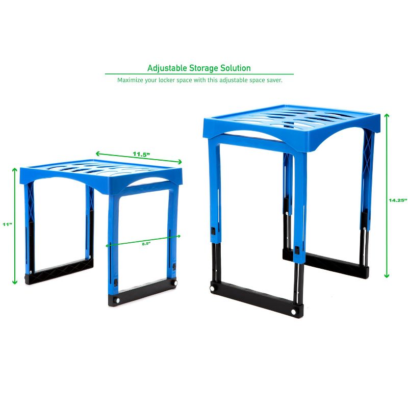 Mind Reader Heavy Duty Adjustable Height Blue Plastic Locker Shelf