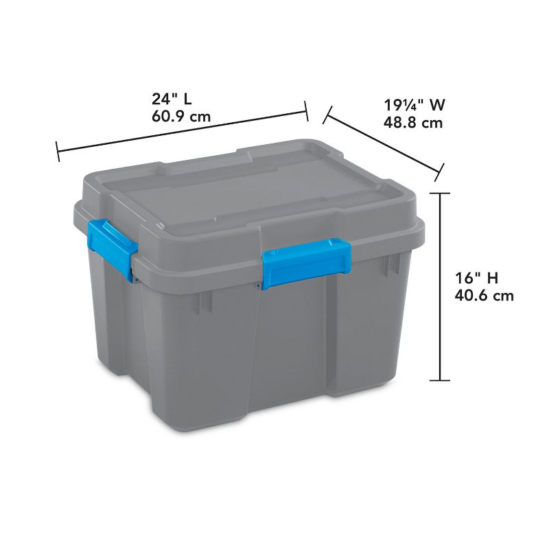 Sterilite 19434303 120 Quart Clear Plastic Storage Container Box and Lid with Blue Latches and Wheels (3 Pack)