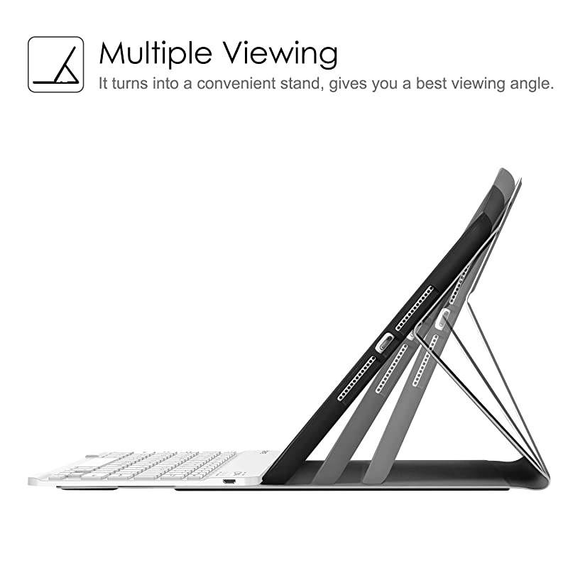 Keyboard Case for New iPad 8th Gen 2020 7th Generation 2019 102 Inch Soft TPU Back Stand Cover with Pencil Holder Magnetically Detachable Wireless Bluetooth Keyboard Dont Touch