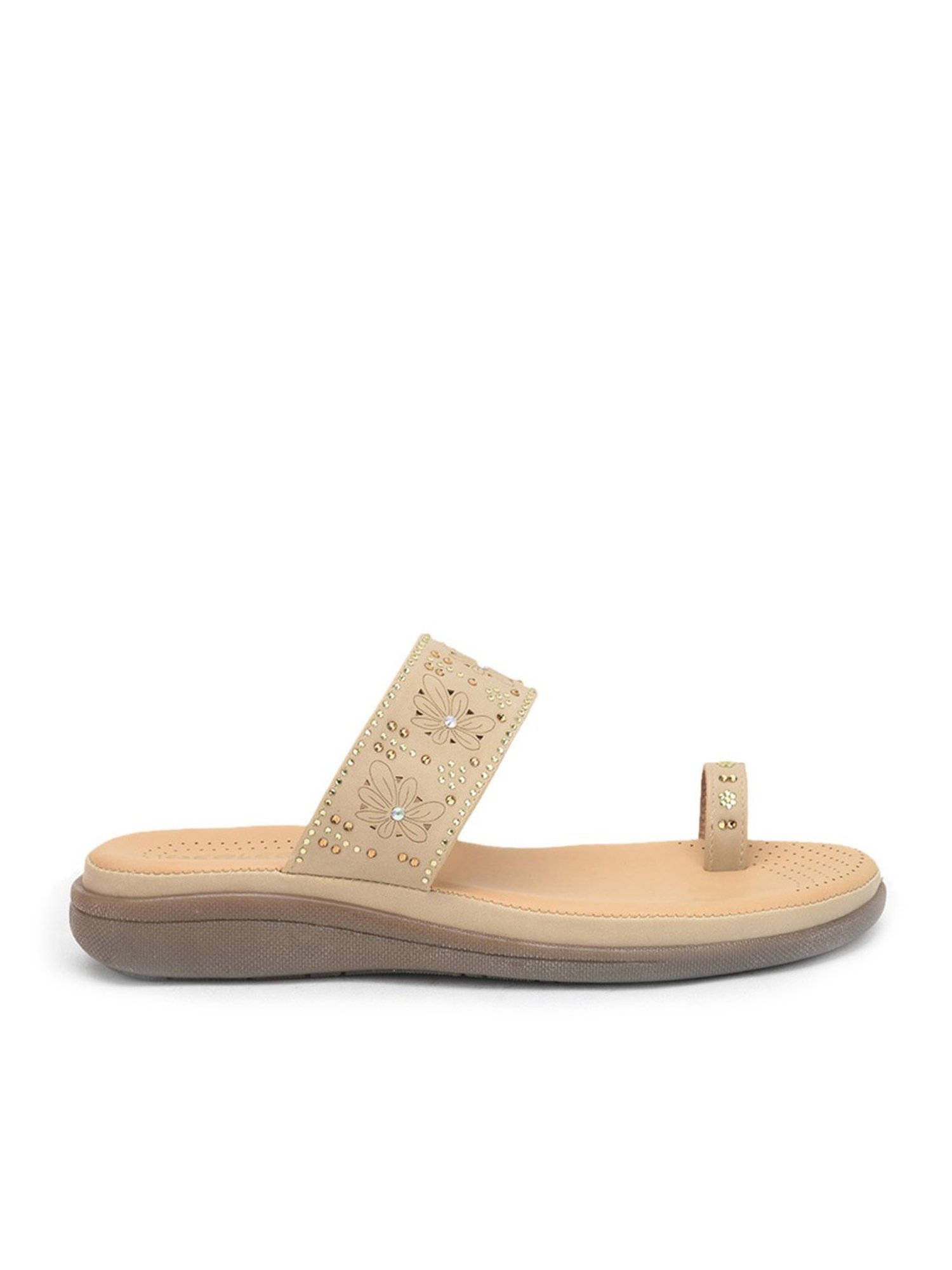 Healers By Liberty Women's Beige Toe Ring Wedges