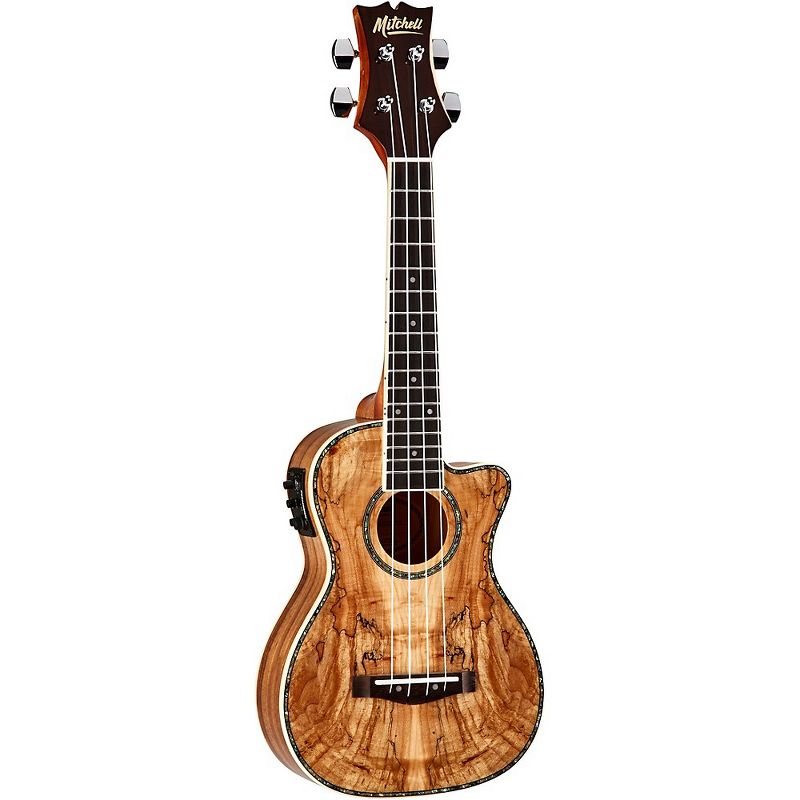 Mitchell MU80X-CE-SM Exotic Acoustic Electric Cutaway Ukulele Spalted Maple Natural