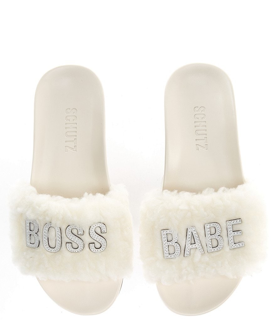 Schutz Boss Babe Faux Fur Slides