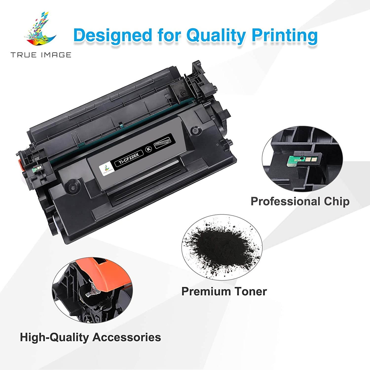 TRUE IMAGE Compatible Toner Cartridge Replacement for HP 26X CF226X 26A CF226A M426fdw Laserjet Pro M402n M402dn MFP M426fdn M426dw M426 M402 M402d M402dw Printer Ink High Yield (Black, 4-Pack)