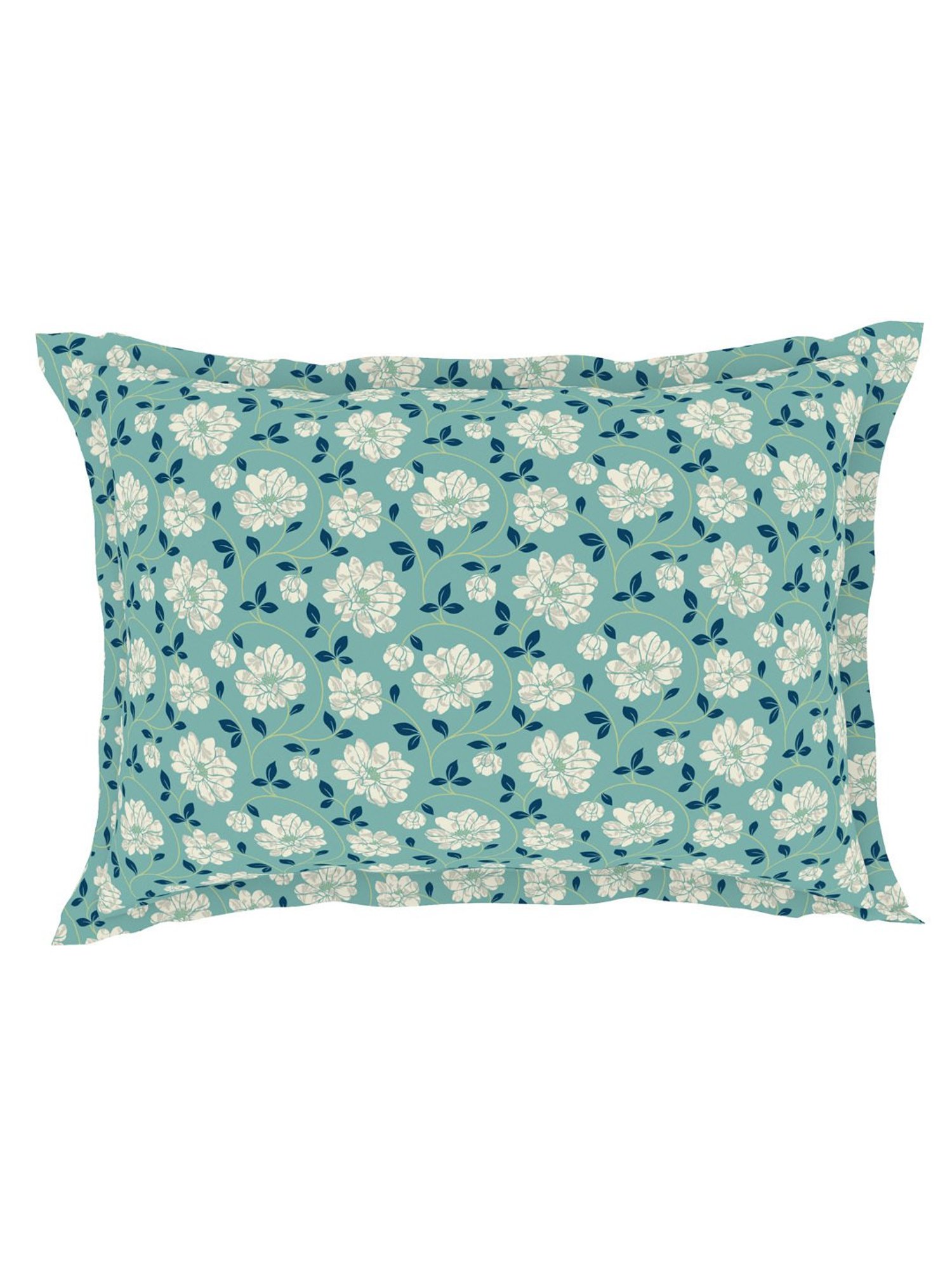 Welspun Dazzle Floral Blue 140 TC Microfiber Double Bedsheet with 2 Pillow Covers