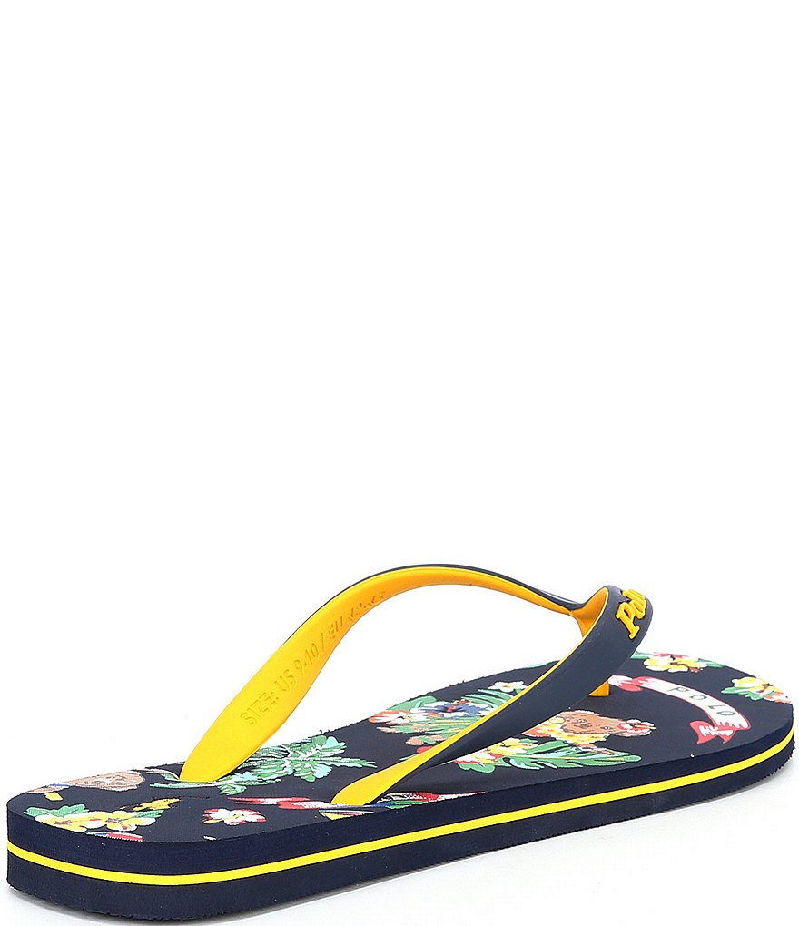 Polo Ralph Lauren Men's Bolt Bear-Waiian Print Flip Flops