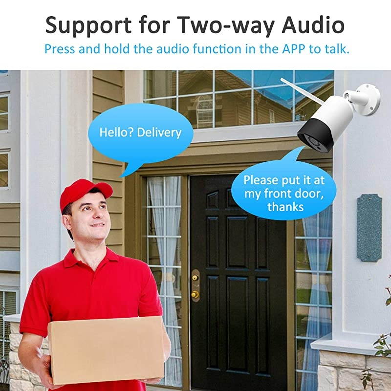 Camera Outdoor 24G WiFi Cameras with 2 Way Audio and Night Vision Motion Detection Camera1080P IP Home Camera System Outside Surveillance Camera