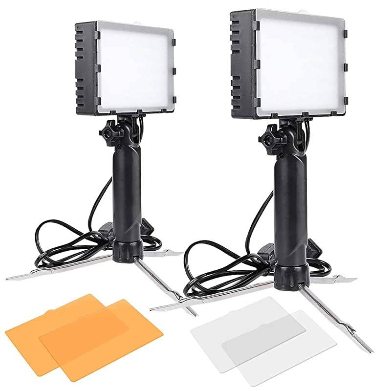 2 Sets Photography Continuous 60 LED Portable Light Lamp for Table Top Photo Studio with Color Filters