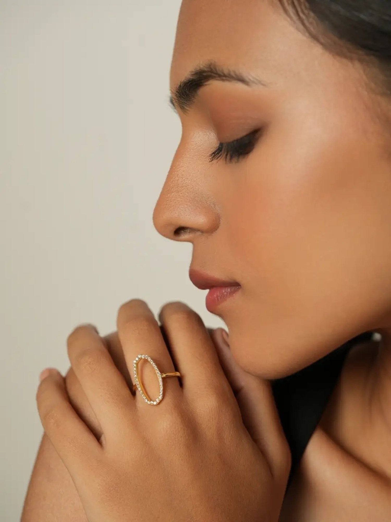 Mabel 92.5 Sterling Silver 18k Gold-Plated Octagon Statement Adjustable Ring