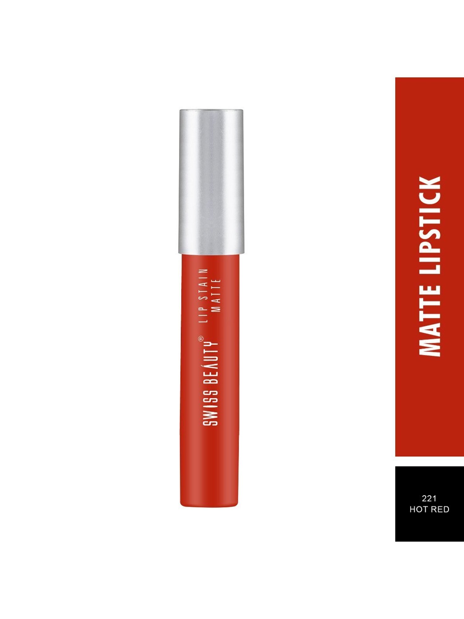 SWISS BEAUTY Lip Stain Matte Lipstick Hot Red - 3.4 gm