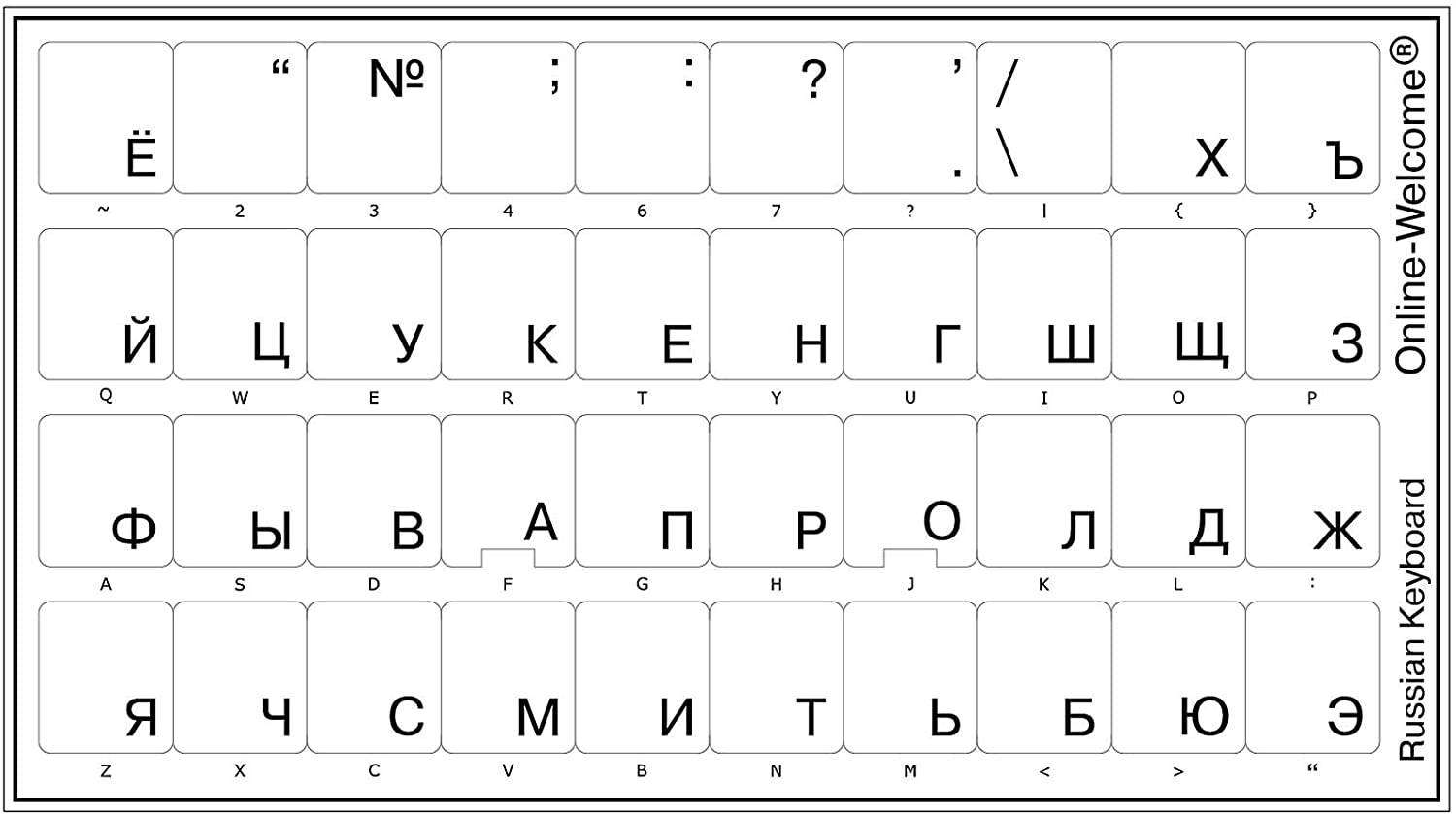 Russian English US Keyboard Sticker Black