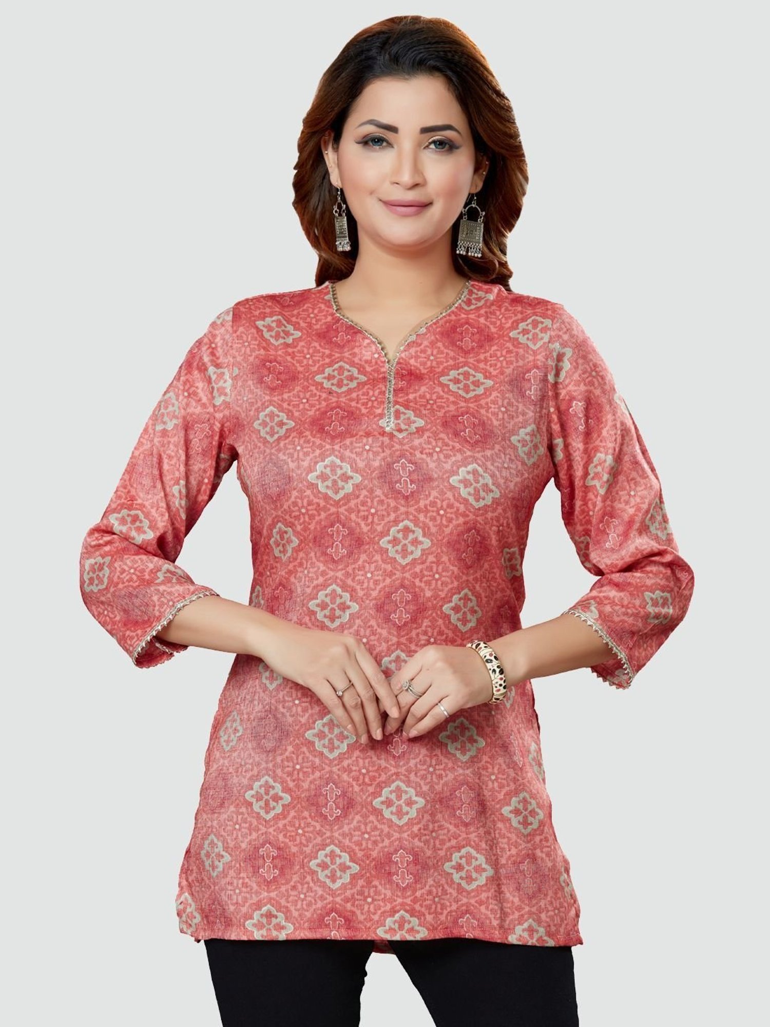 Saree Swarg Pink Printed Tunic