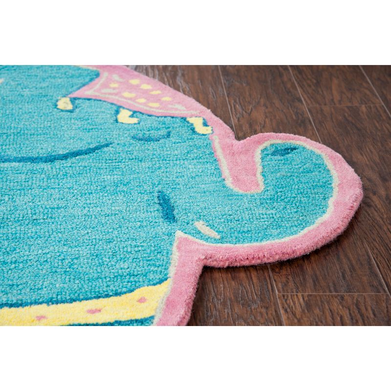 3'X3' Tufted Elephants Round Accent Rug Blue - Rizzy Home