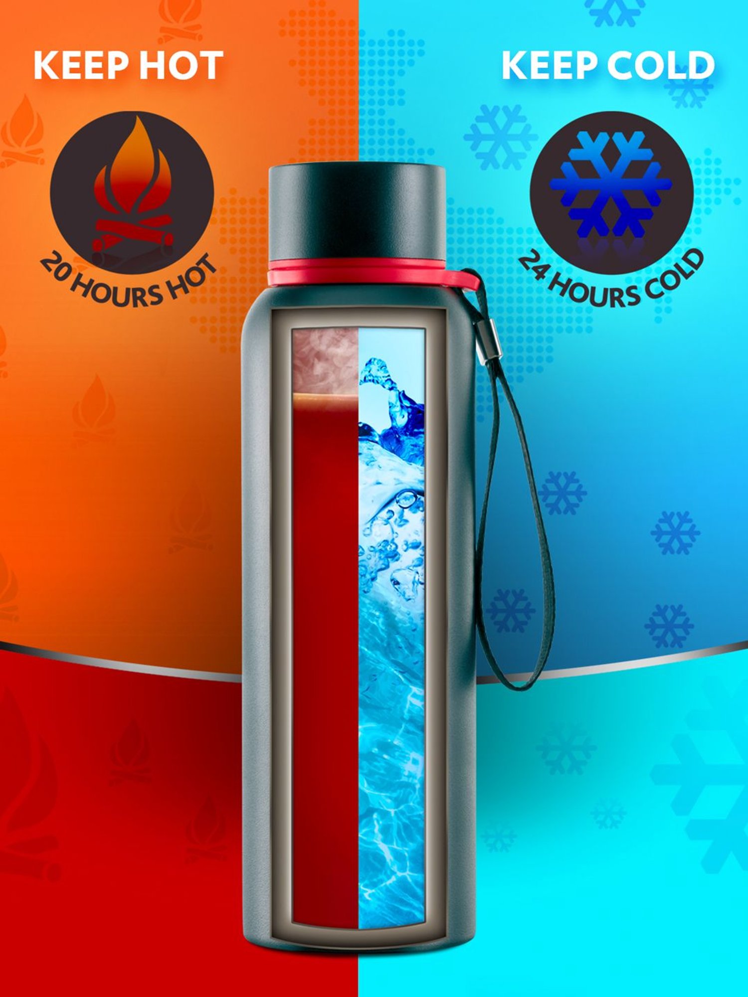 Borosil Black Hydra Trek Stainless Steel Bottle - 500 ml