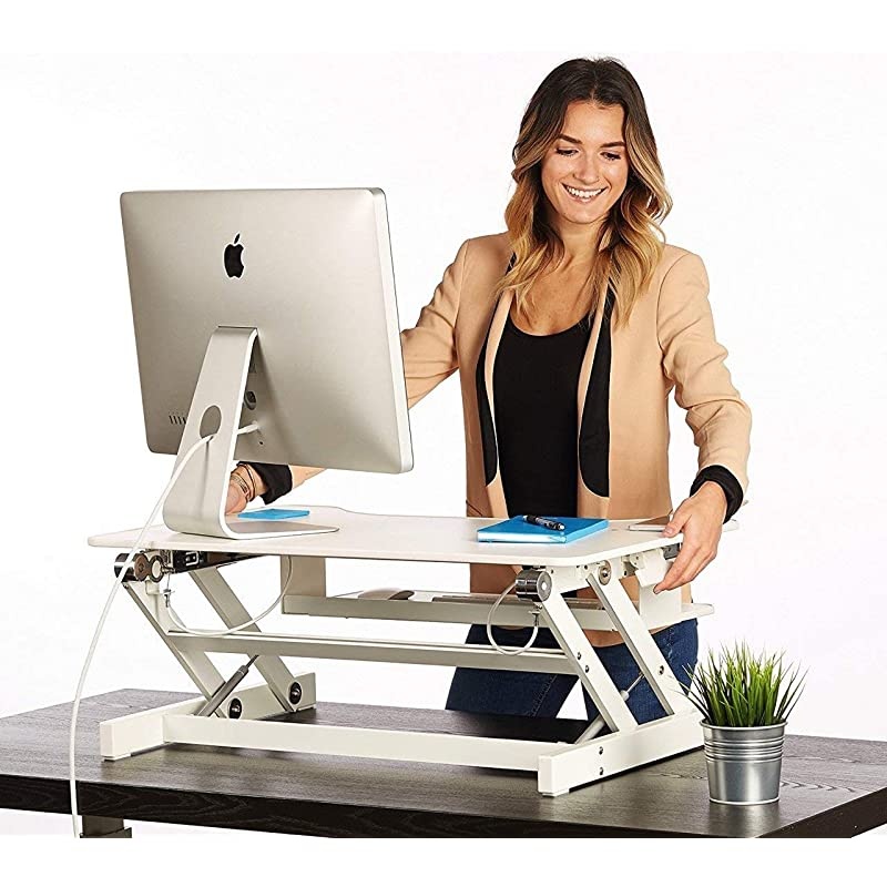 Standing Desk | Desk Riser Classic Stand Up Desk | 32 in Wide Fits 2 Monitors with Retractable Keyboard Tray (Black, 32" Wide)