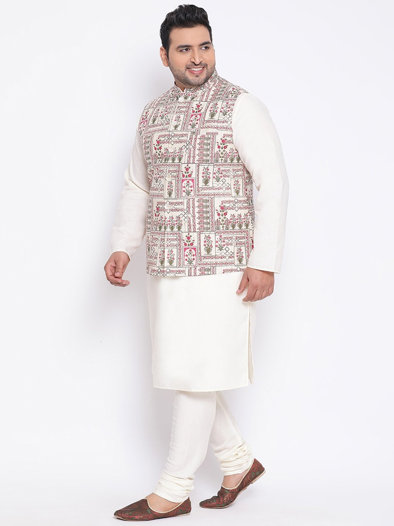 KISAH PLUS Multicolored Regular Fit Printed Kurta Set With Jacket