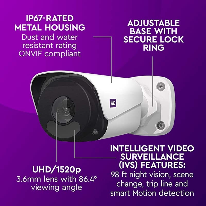 ReadyView 4MP Surveillance Camera - 1520p, PoE, IP67-rated, Motion Detection, Night Vision, Outdoor and Indoor, Security Video Surveillance - BWGK0000NWT-HESN