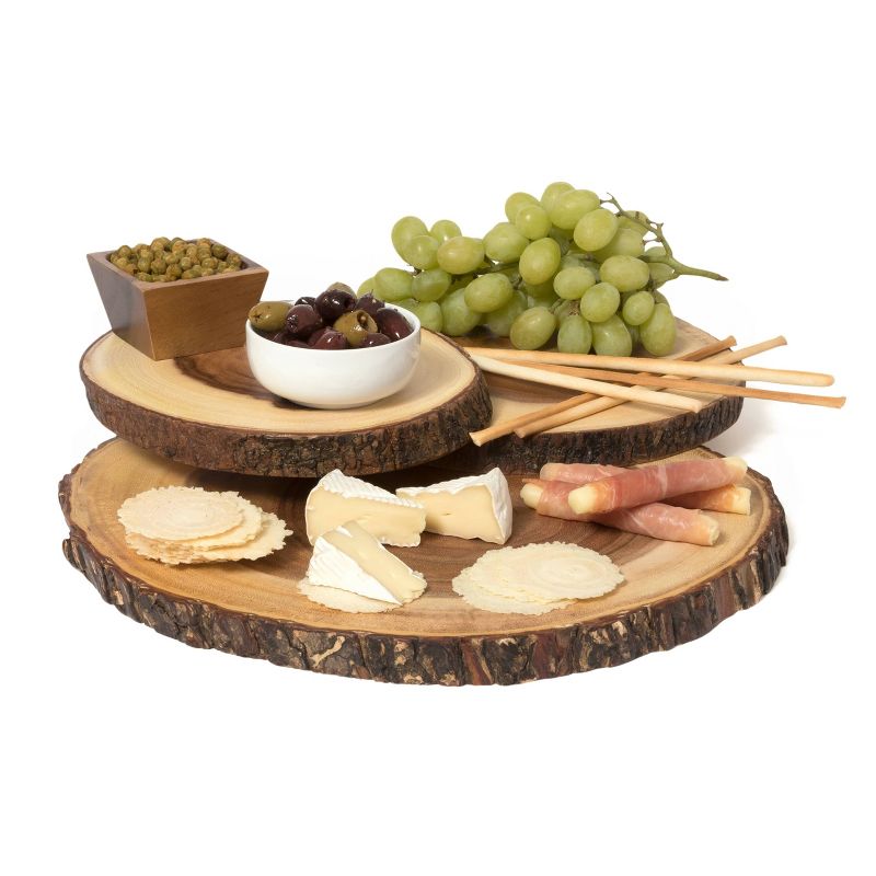 Lipper International Acacia Bark 3-Tier Swivel Server