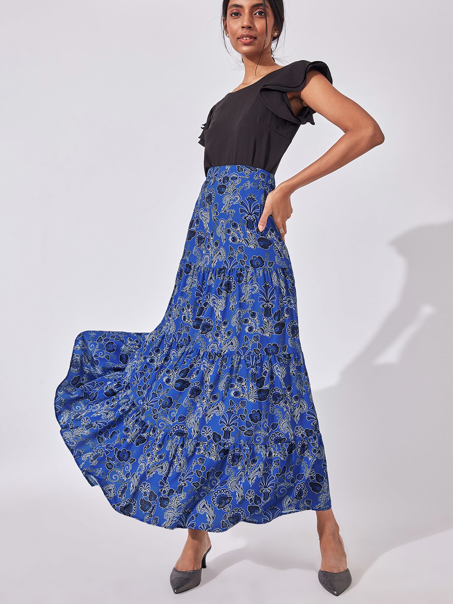 The Label Life Blue Printed Skirt