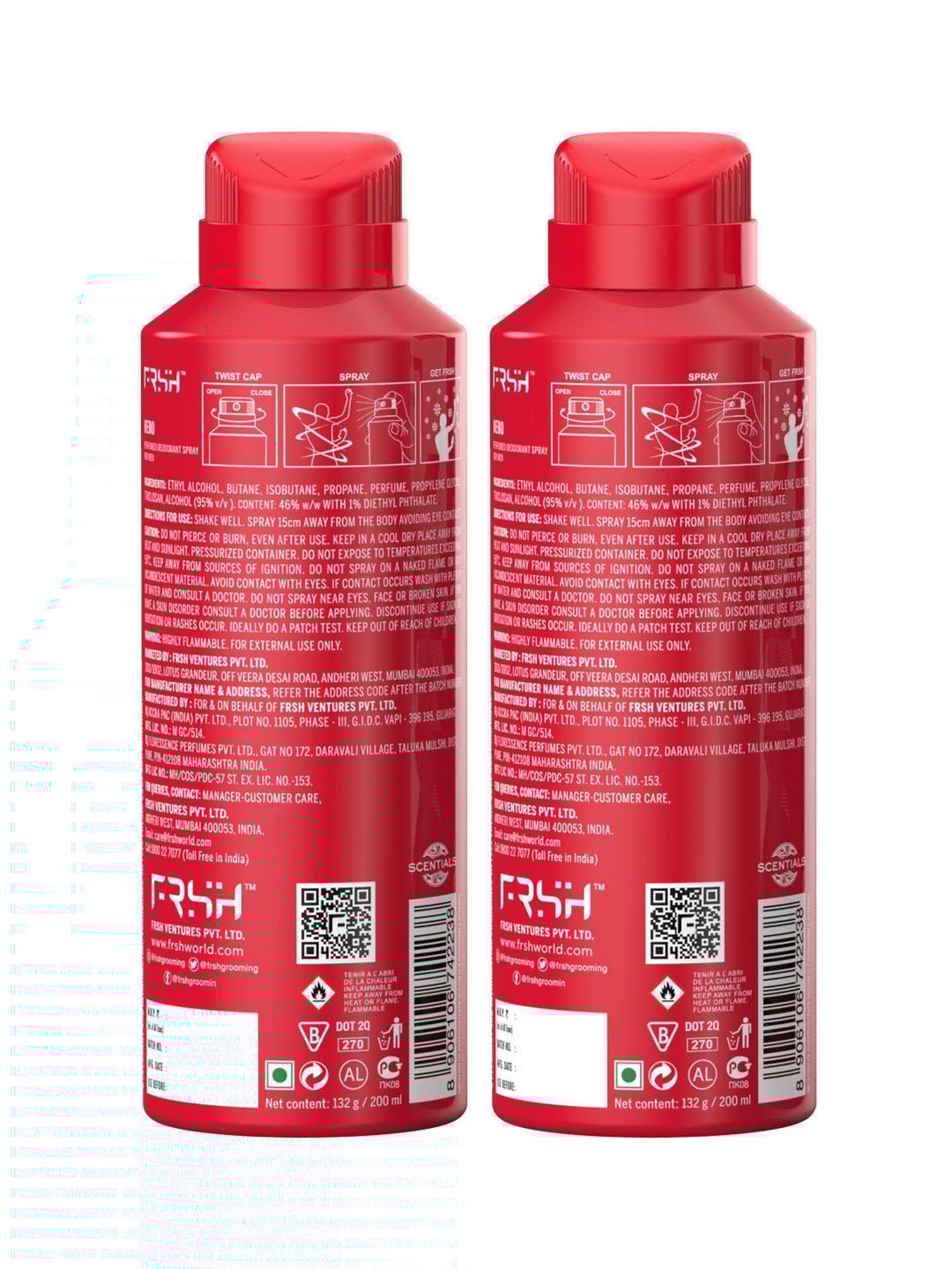 FRSH Dedorant Body Spray Hero - Pack of 2