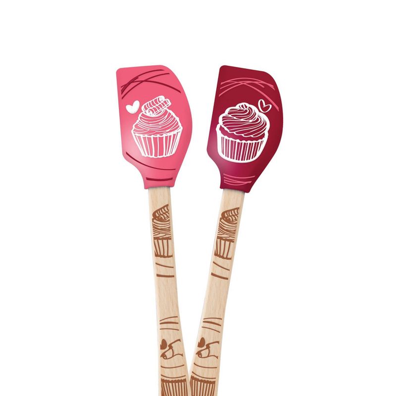 Tovolo Spatulart Wood Handled (Set of 2) Mini Cupcake Spatulas Assorted