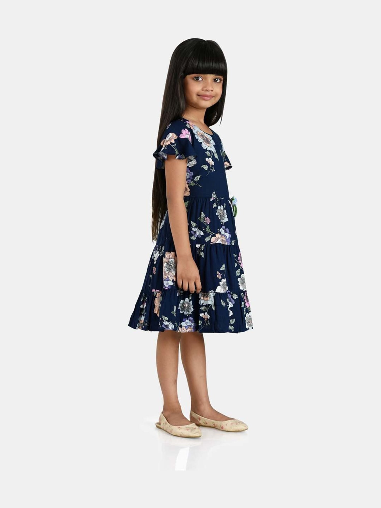 Peppermint Kids Navy Floral Print Dress