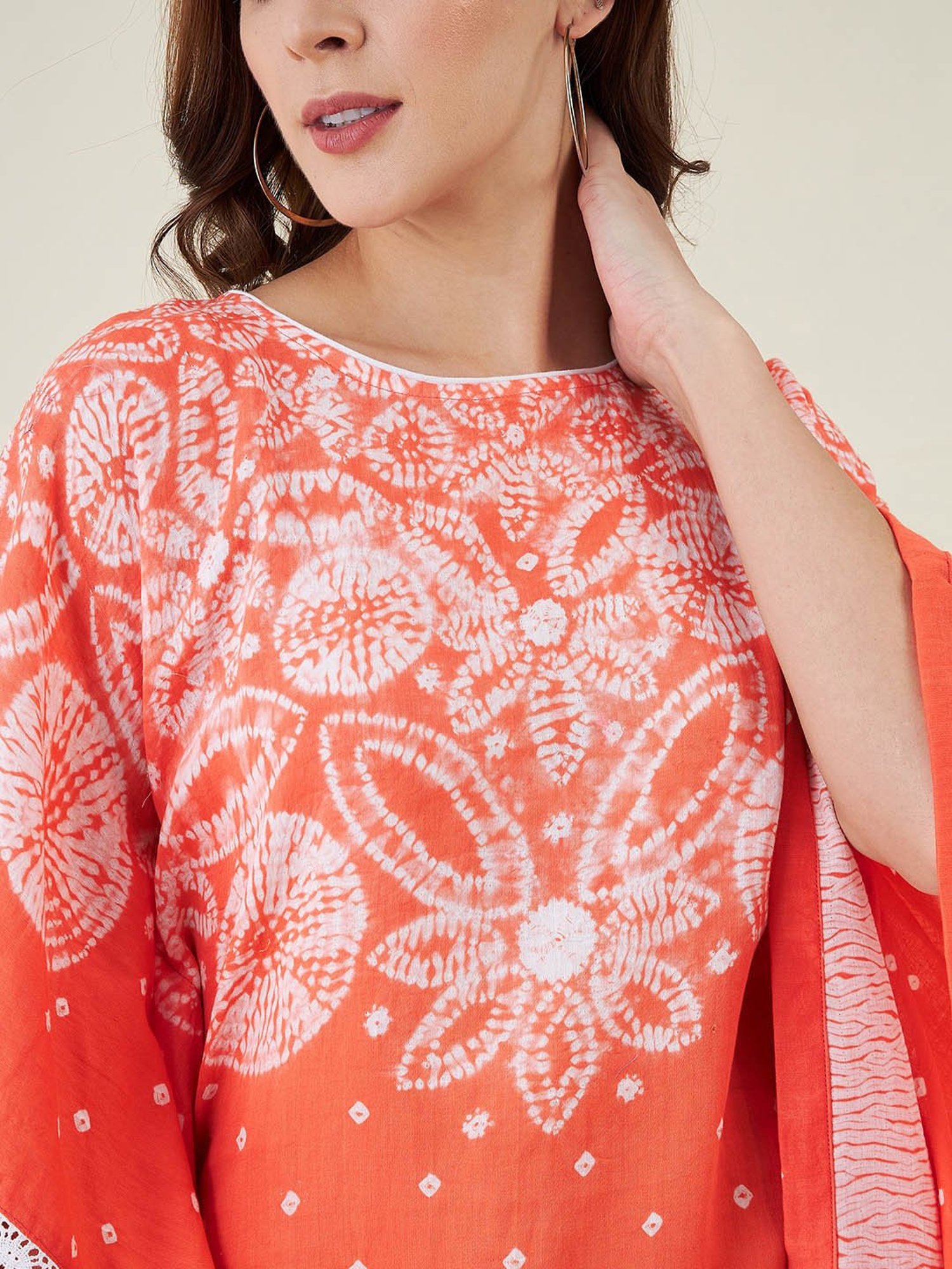 The Kaftan Company Orange Printed Kaftan Dress