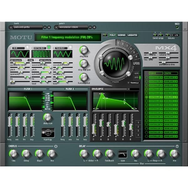 MOTU MX4 Version 2 Multi Synthesizer Virtual Instrument (Mac Only)