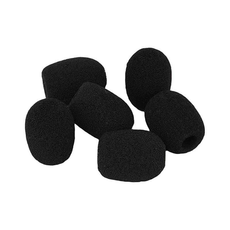 6 Pack Mini Size Lapel Headset Microphone Windscreen Foam Cover Black