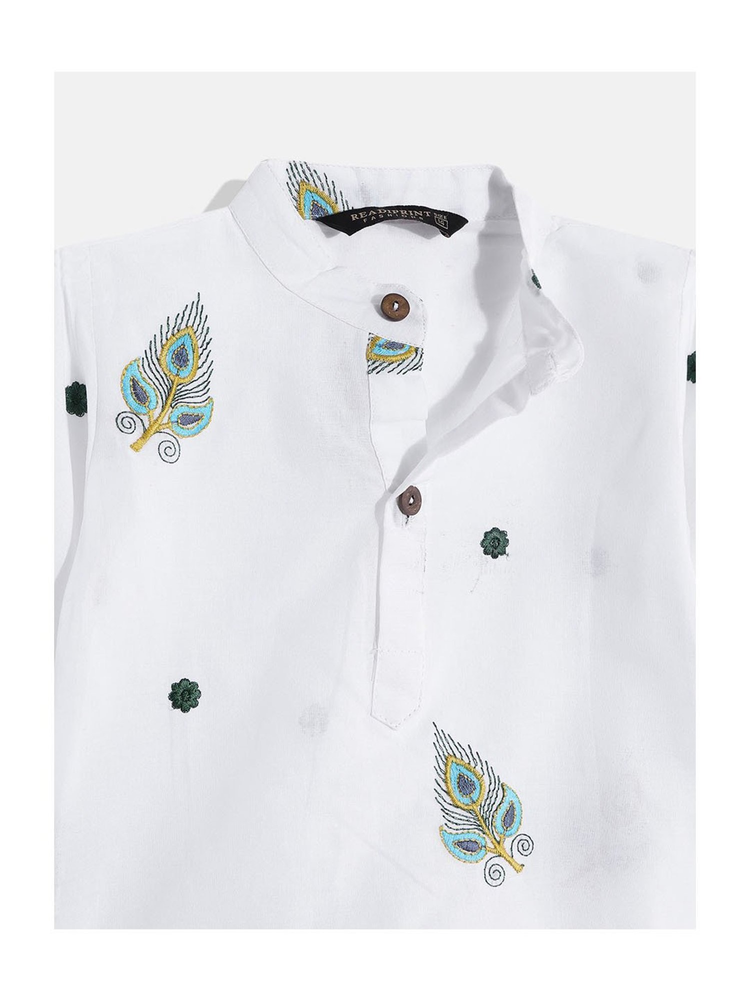 READIPRINT FASHIONS Kids White Printed Full Sleeves Kurta with Dhoti