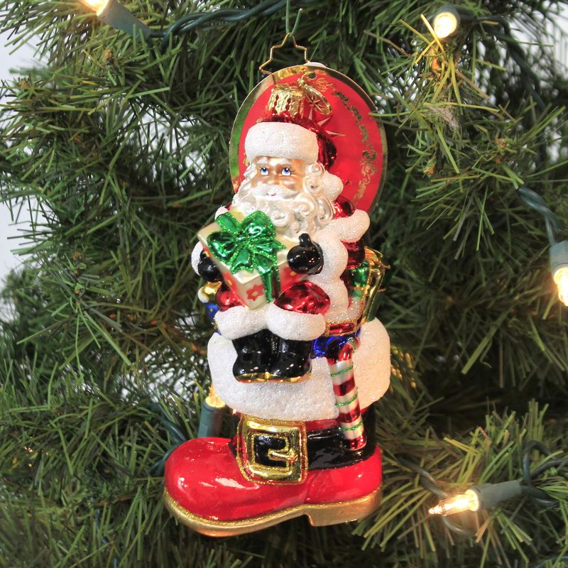 Christopher Radko 5.5" Lookin' Cute On A Boot! Ornament Santa Christmas  -  Tree Ornaments