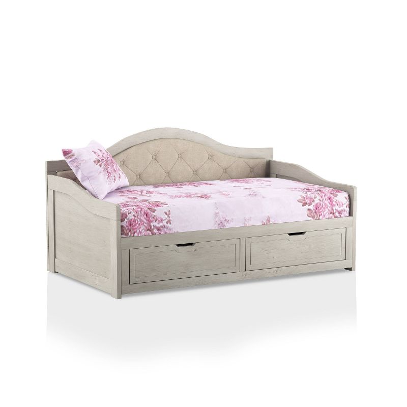 Twin Golar Solid Wood Daybed with Extendable Trundle Antique White - HOMES: Inside + Out