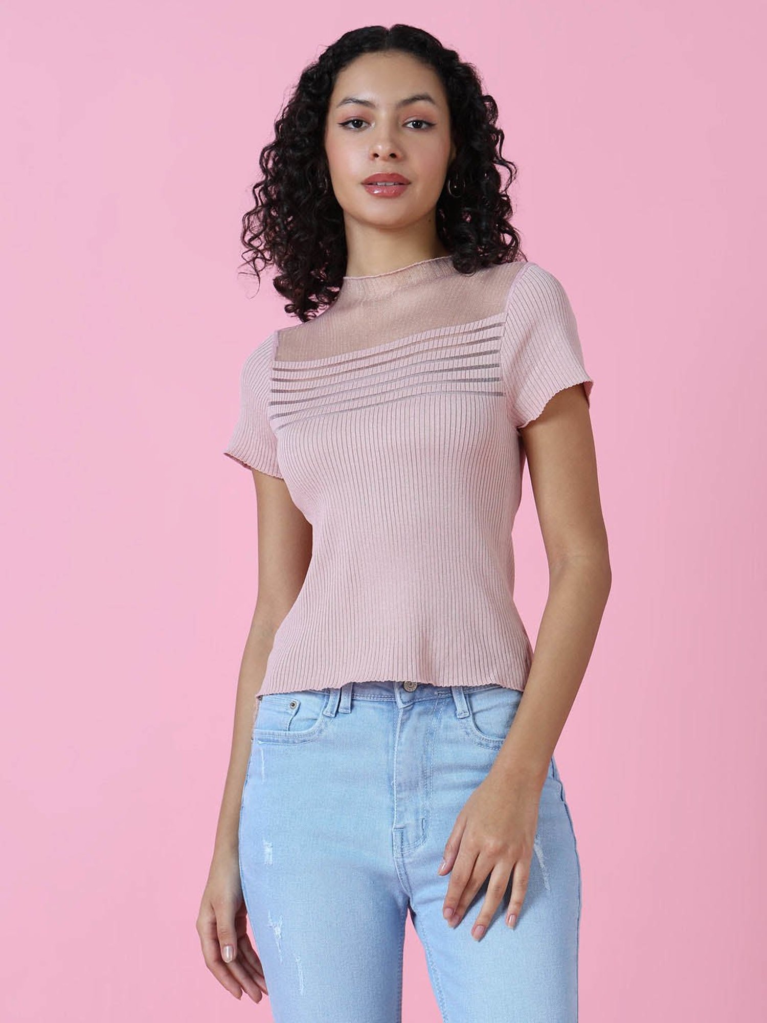 SHOWOFF Peach Regular Fit Top