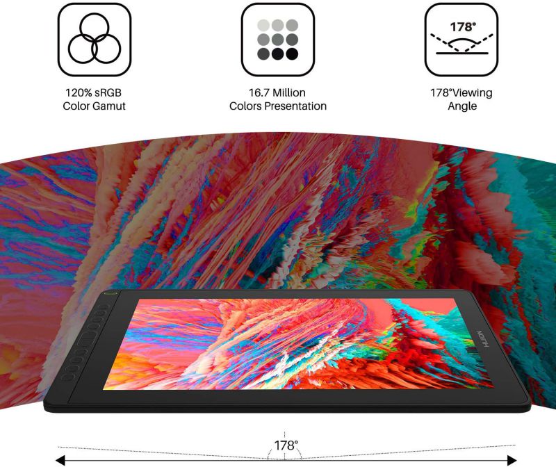 2021 HUION KAMVAS 16 Graphics Drawing Tablet with Full-Laminated Screen Anti-Glare 10 Express Keys Android Support Battery-Free Stylus 8192 Pen Pressure Tilt 15.6 Inch (Black)