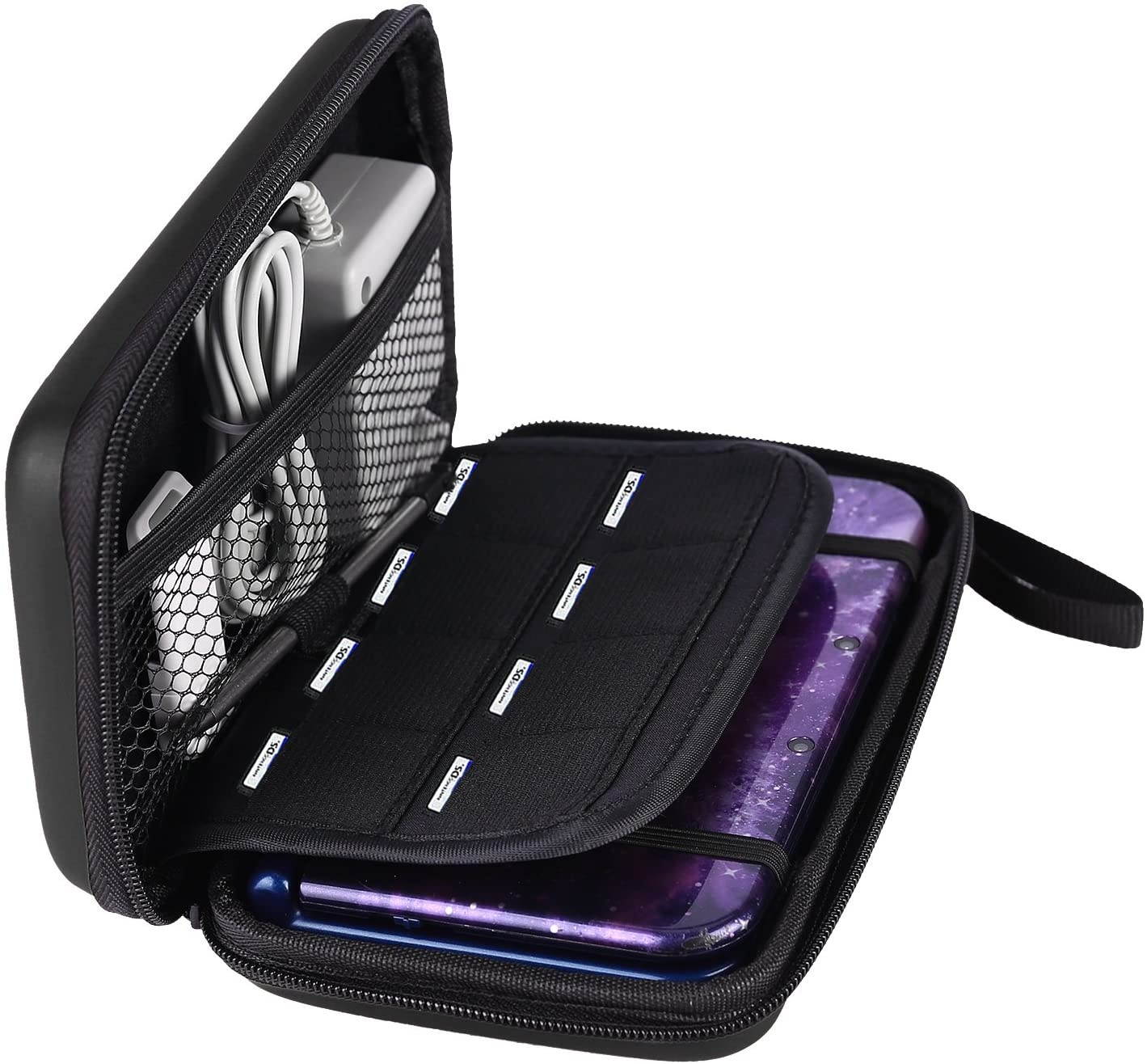 AKWOX Carrying Case Compatible with for Nintendo New 3DS XL,3DS XL, Hard Travel Protective Shell for Console& Game (Black)