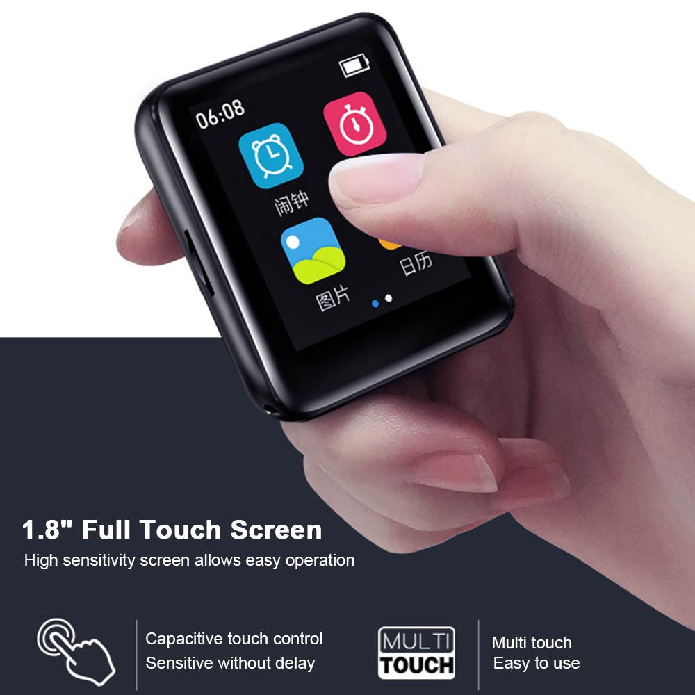 RUIZU M4 Portable Mini MP3 Player 1.8" Full Touch Screen FM Radio E-book Pedometer Video Player HiFi Music Player
