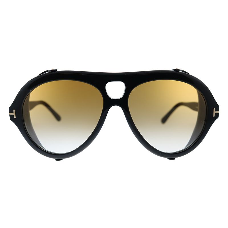 Tom Ford Neughman TF 882 01B Unisex Aviator Sunglasses Shiny Black 60mm
