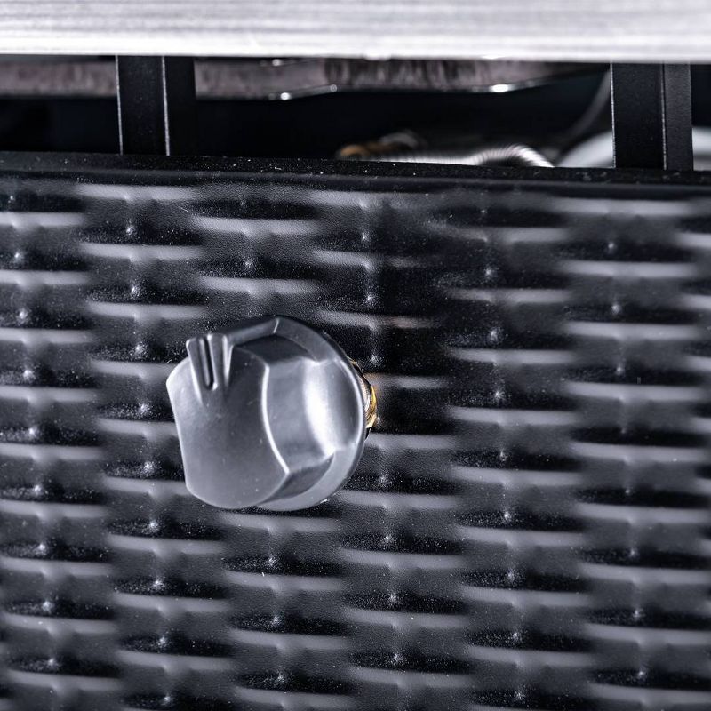 Square Fire Pit With Gray Brushing Table Top and Steel Wicker Base 32" - Legacy Heating