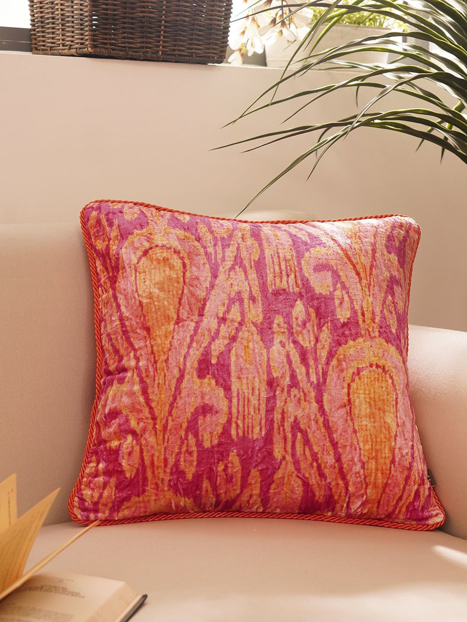 Pure Home and Living Orange Cotton Abstract Cushion Cover