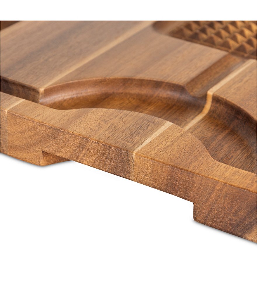 Viking Acacia Wood Cutting Board with 3-Piece German Steel Carving Set