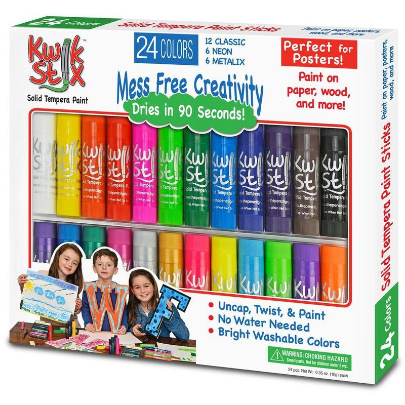 The Pencil Grip Kwik Stix Tempera Paint, Classic, Assorted 24 per Set