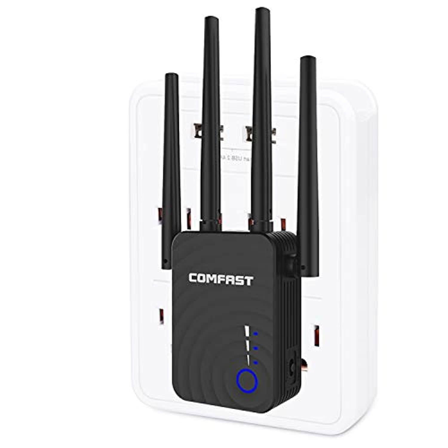 WiFi Range Extender 1200Mbps WiFi Booster AC1200 for The Hourse, Repeater 2.4  and  5GHz Dual Band WPS Wireless Signal Strong Penetrability, Wide Range of Signals(2500FT), Enjoy Gaming