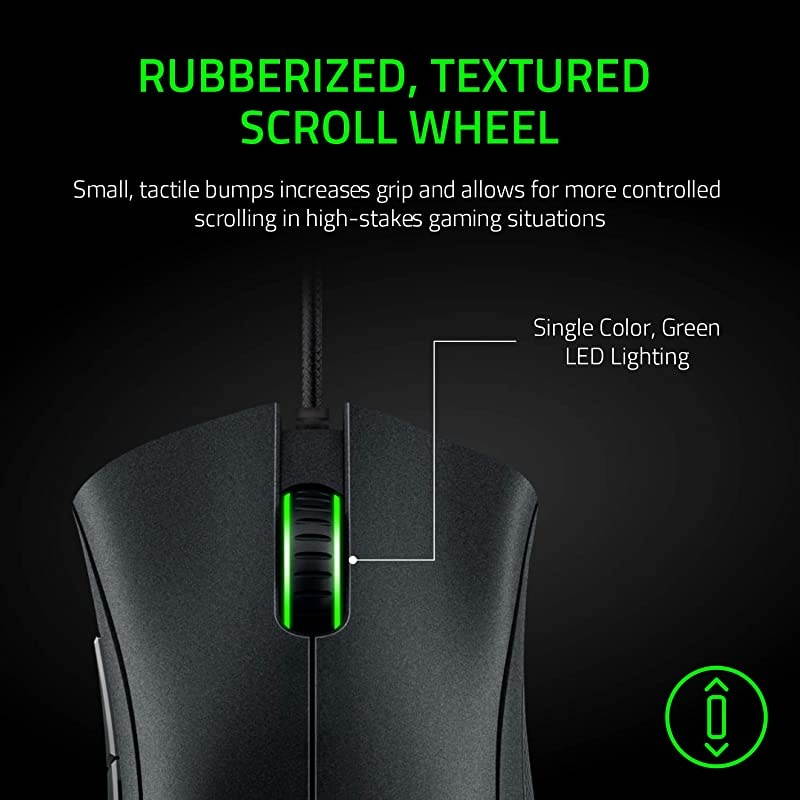 DeathAdder Essential Gaming Mouse 6400 DPI Optical Sensor 5 Programmable Buttons Mechanical Switches Rubber Side Grips Classic Black