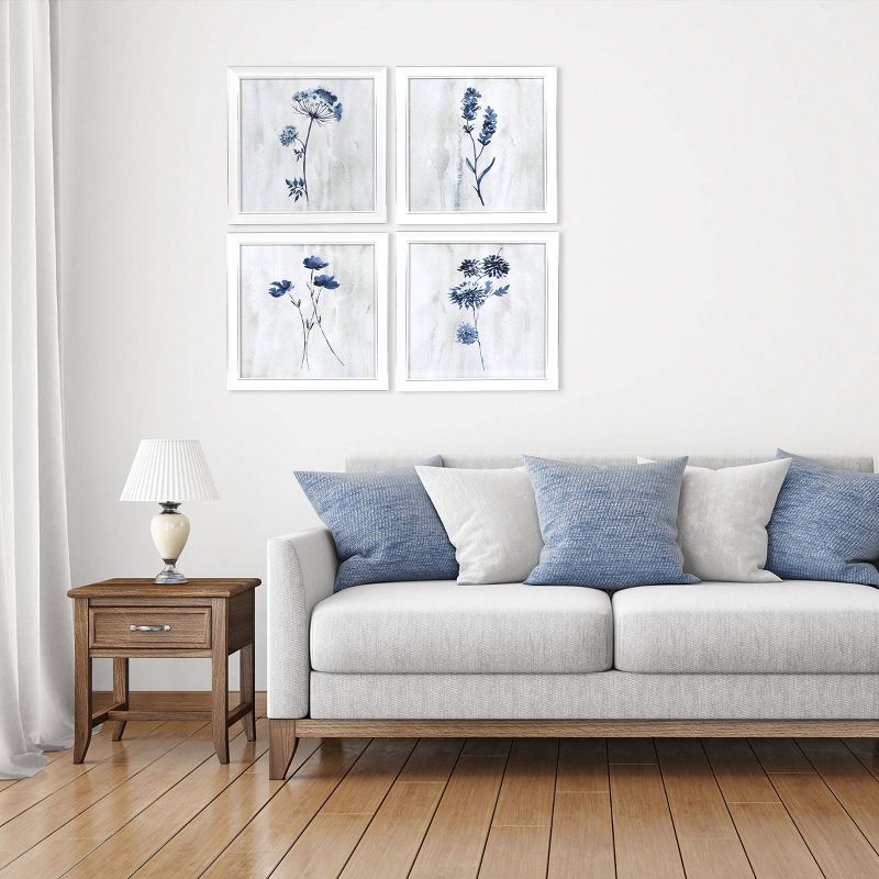 Set of 4 Ava Barrett Flowers Blue - New View