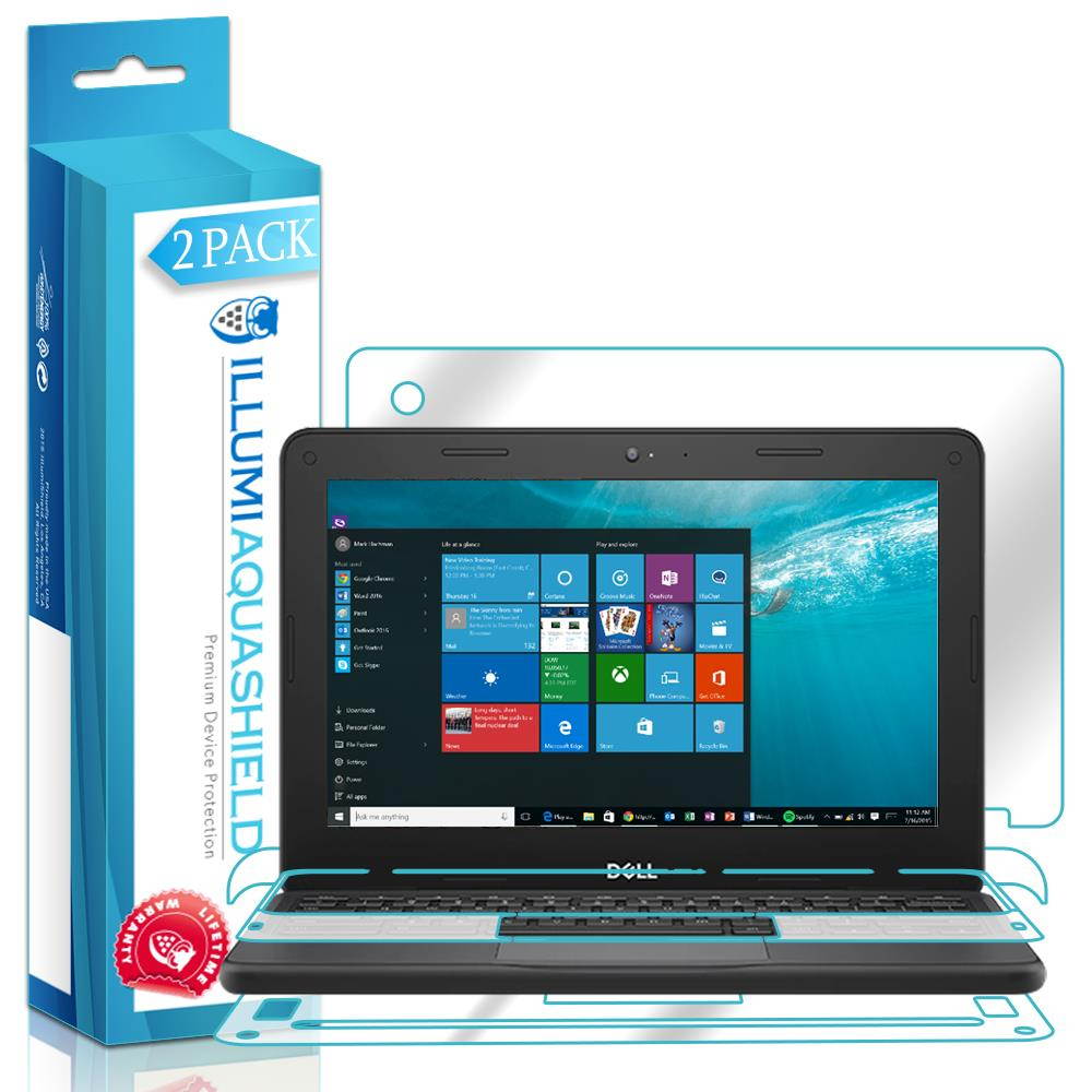 ILLUMI AquaShield Front + Back Protector Compatible with Dell Chromebook 5190 (2-Pack) HD Clear Screen Protector No-Bubble TPU Film