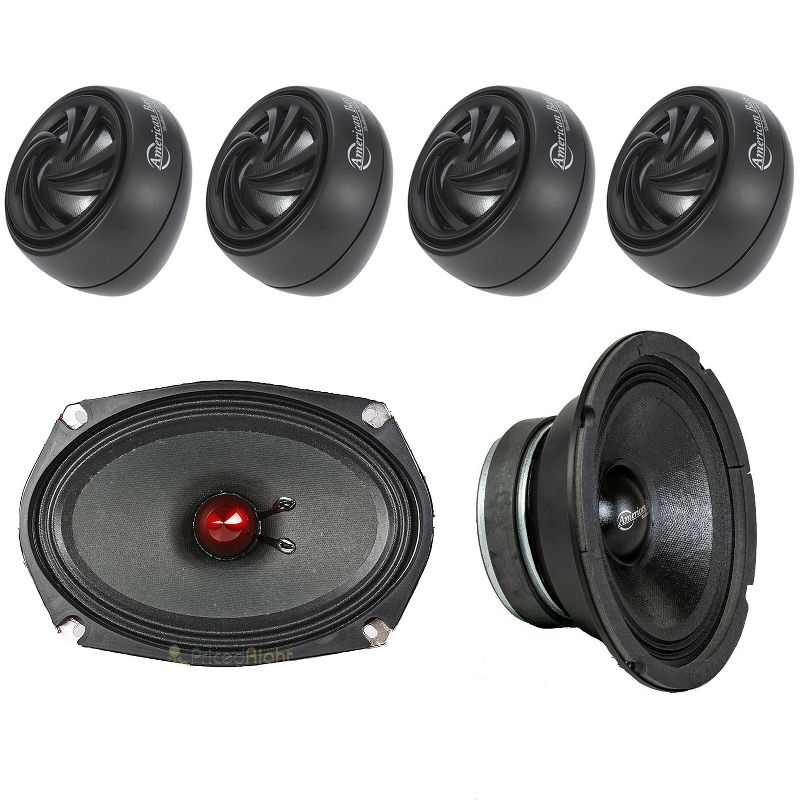 American Bass 120 Watt Neodymium Swivel Tweeter Speaker (4 Pack) with 200 Watt Loud Speaker & 6.5 Coaxial 2 Way 6.5" Neodymium Swivel Tweeter Speaker