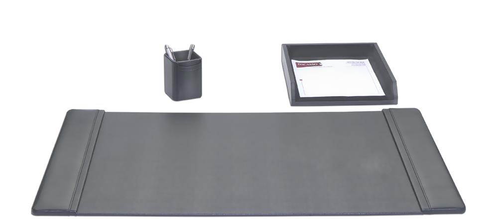 Dacasso D1037 Black Leather 3-Piece Desk Set