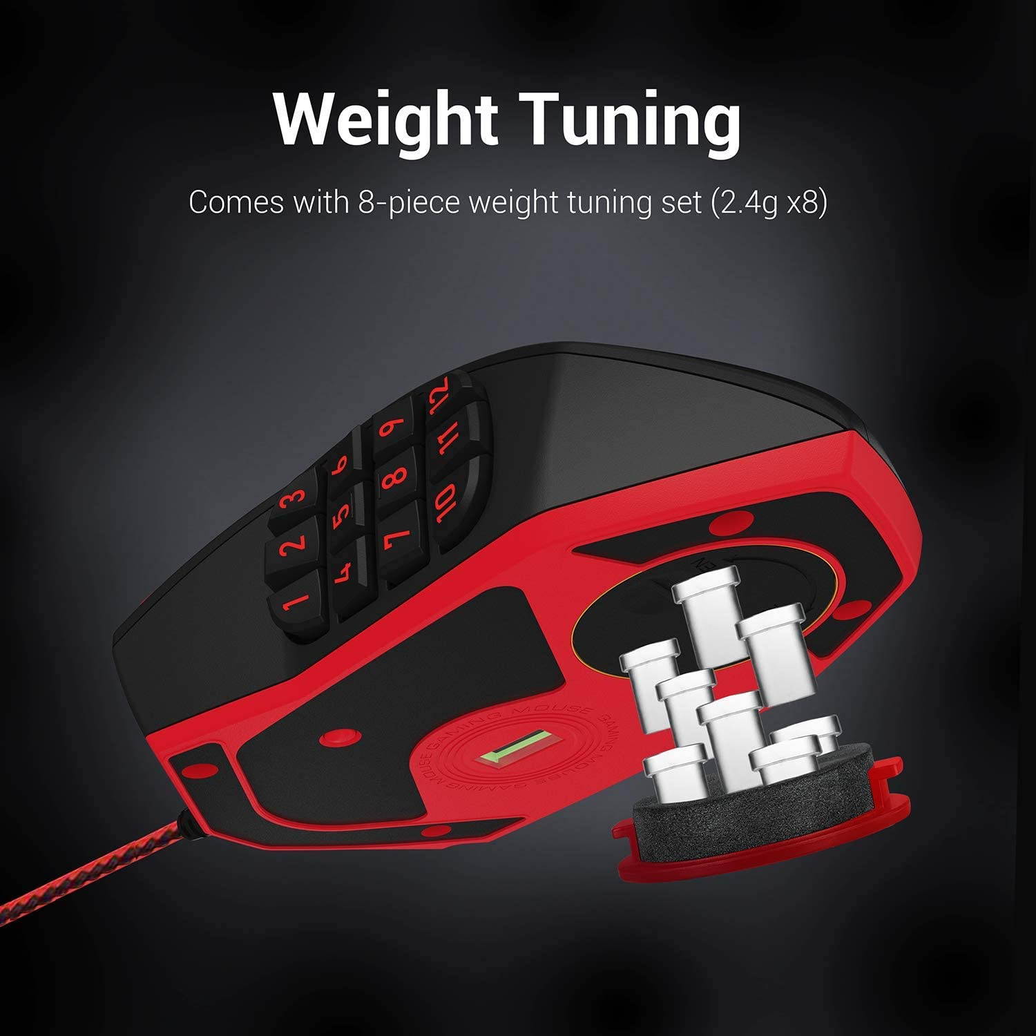 M901 Wired Gaming Mouse MMO RGB LED Backlit Mice 12400 DPI Perdition with 18 Programmable Buttons Weight Tuning for Windows PC Gaming (Black)