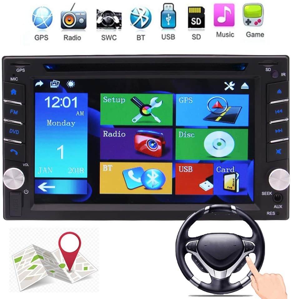 EINCAR Double 2 Din Car Stereo GPS Navigation in Dash Car DVD Player Autoradio Bluetooth Car Radio 6.2 inch Touchscreen Support SWC USB SD MP3 FM AM RDS AUX in Video Head Unit Rear Camera Input